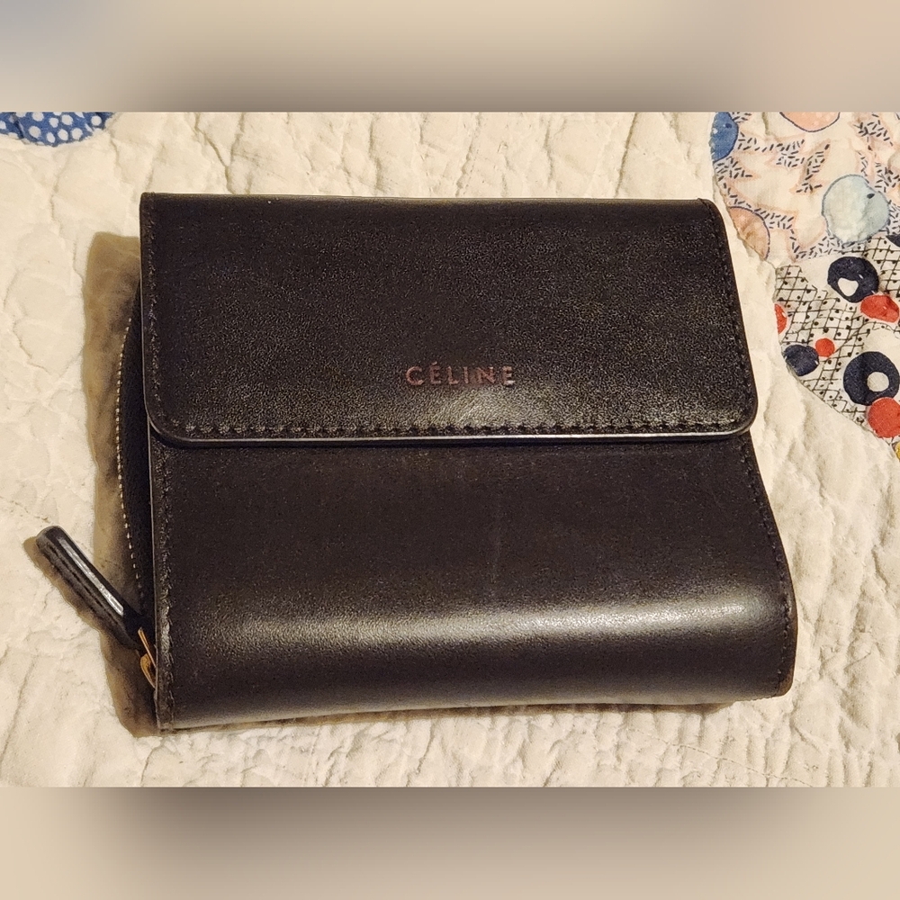 CELINE Logo Leather Trifold Wallet/9X2033